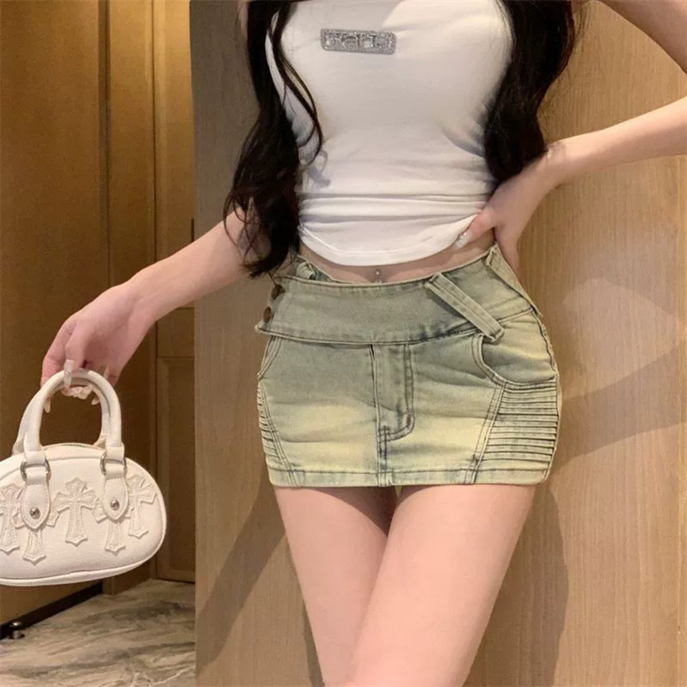 Zara Irregular High Waist Denim Mini Skirt Summer Anti Exposure